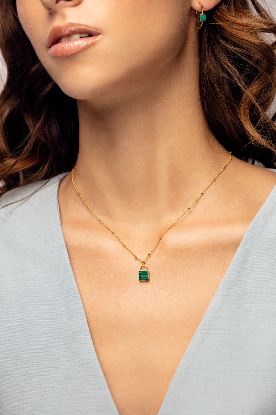 Little Lock Malachite Pendant Necklace