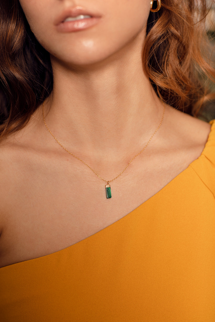 Minimalist Stone Pendant Necklace in Malachite and Turquoise