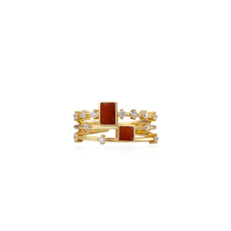 Splendid Natural Gemstones Adjustable Ring