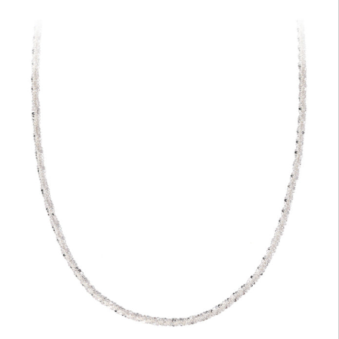 Minimalist Sparkling Silver Chocker Chain Necklace