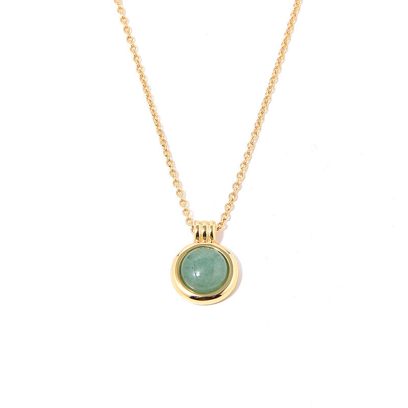 Timeless Gold Vermeil Necklace with Aventurine Natural Stone Pendant