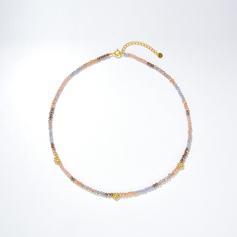 Romantic Handmade Beads Necklace in Gold Vermeil