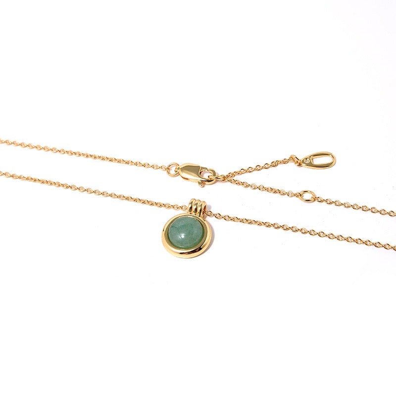 Timeless Gold Vermeil Necklace with Aventurine Natural Stone Pendant