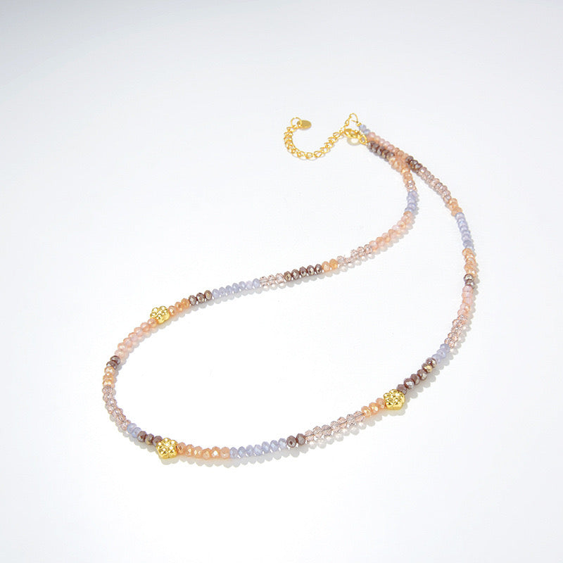 Romantic Handmade Beads Necklace in Gold Vermeil