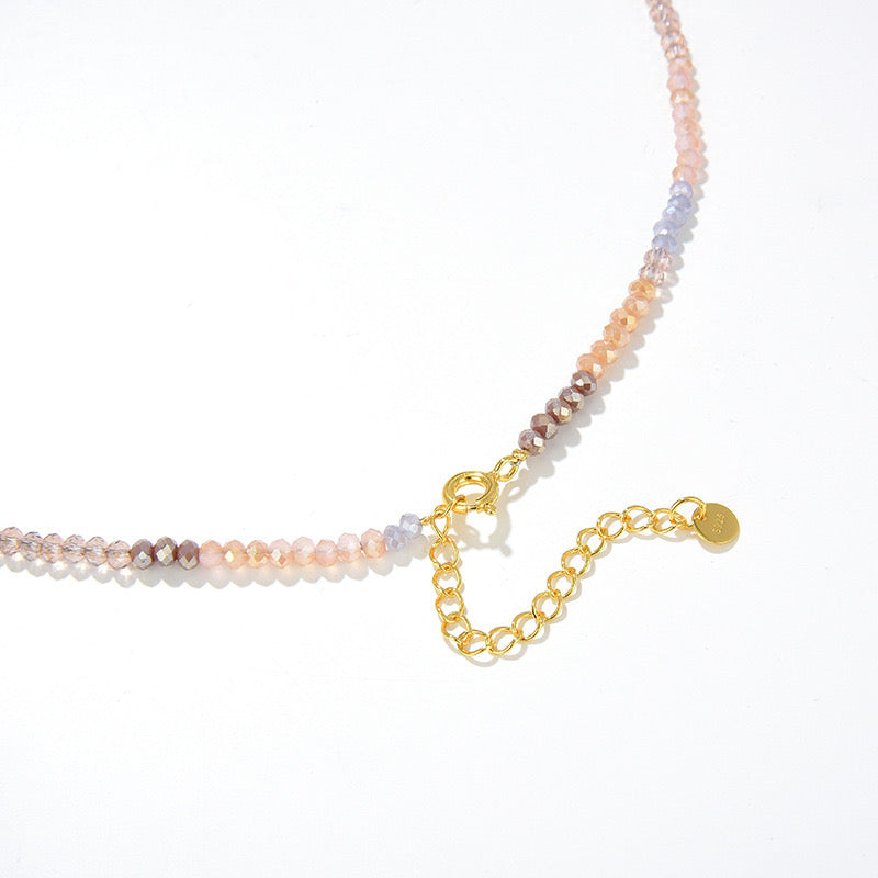 Romantic Handmade Beads Necklace in Gold Vermeil