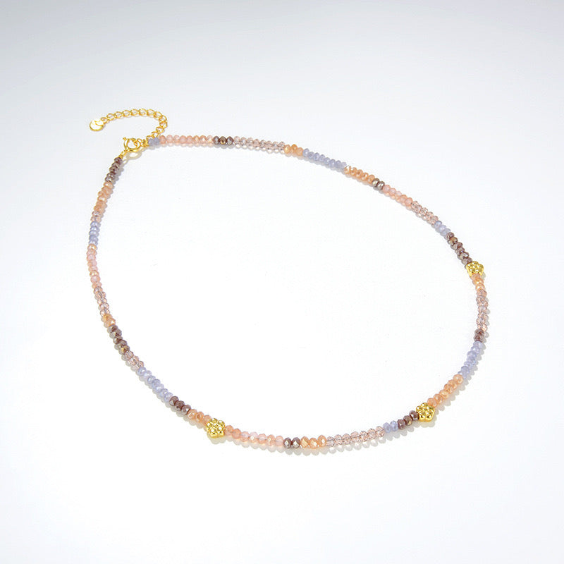 Romantic Handmade Beads Necklace in Gold Vermeil