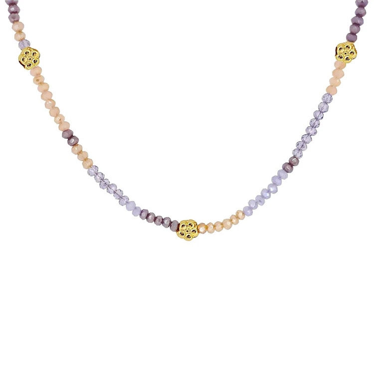 Collier Romantique de Cristaux de couleur  en Or Vermeil