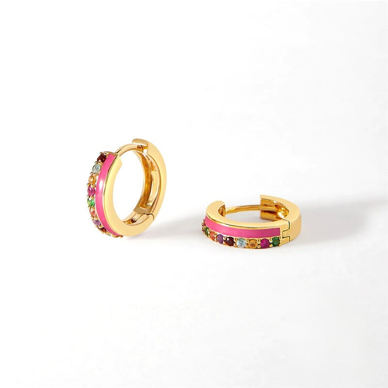 Pop Colour Hoop Earrings (Green and Pink)