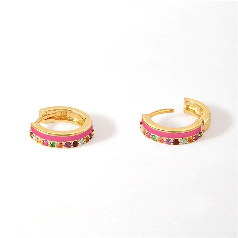 Pop Colour Hoop Earrings (Green and Pink)