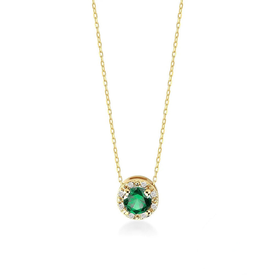 Trendy Coloured Crystal Pendant Necklace in Gold Plated Silver