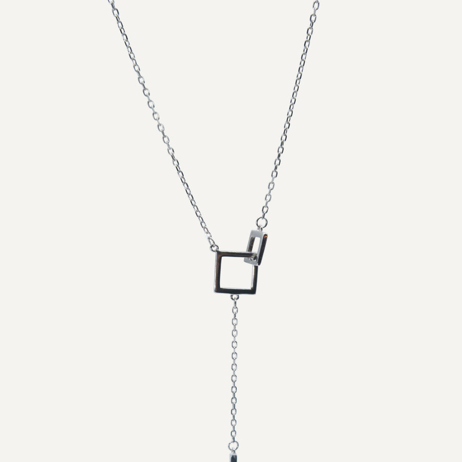 Geometric Double Square Pendant Bar Necklace