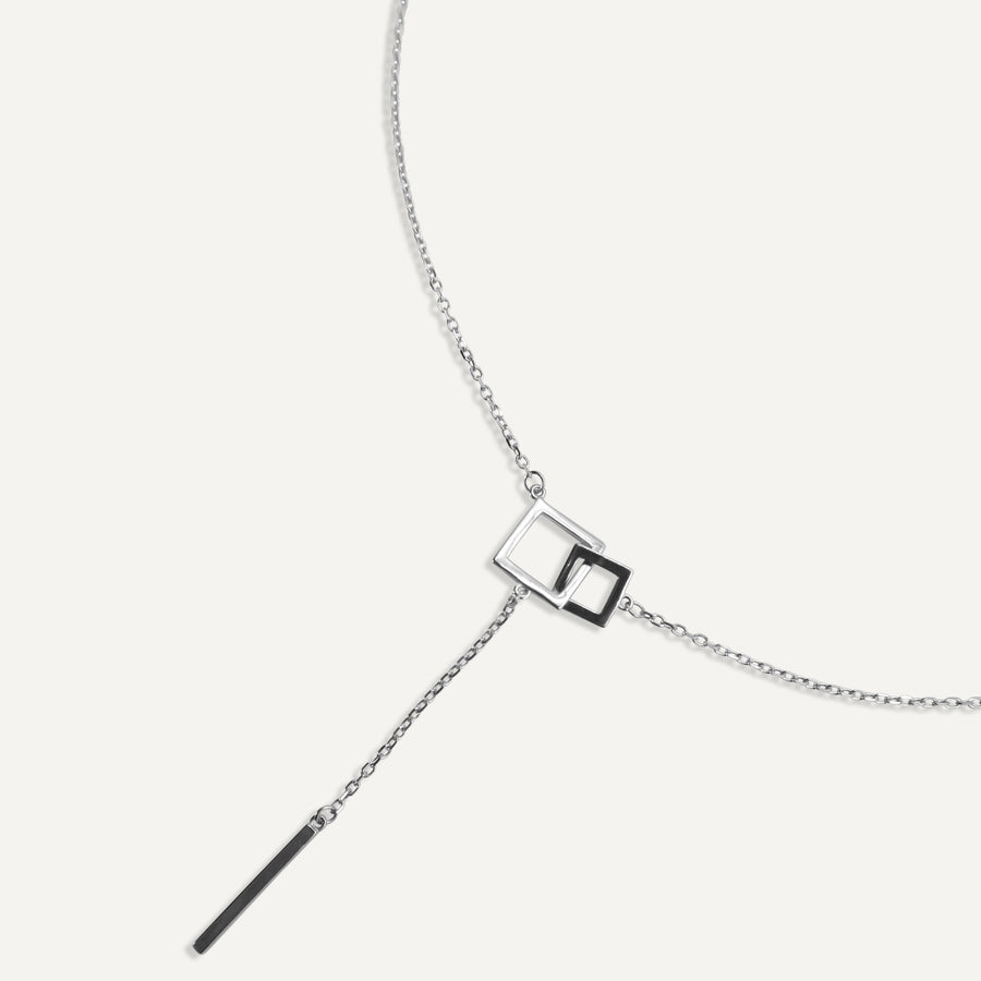 Geometric Double Square Pendant Bar Necklace