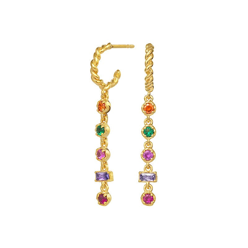 Boucles d'oreilles pendantes en zircons colorés