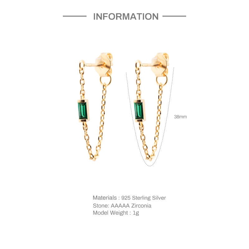 Emerald Green Chain Earrings