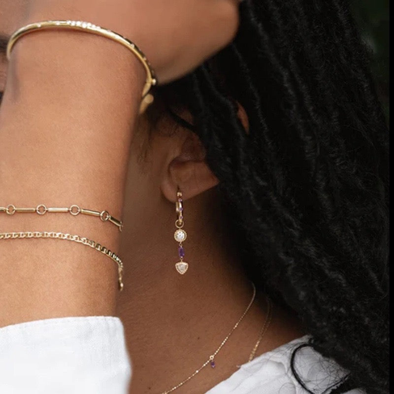 Lavender Crystal Hoop Earrings