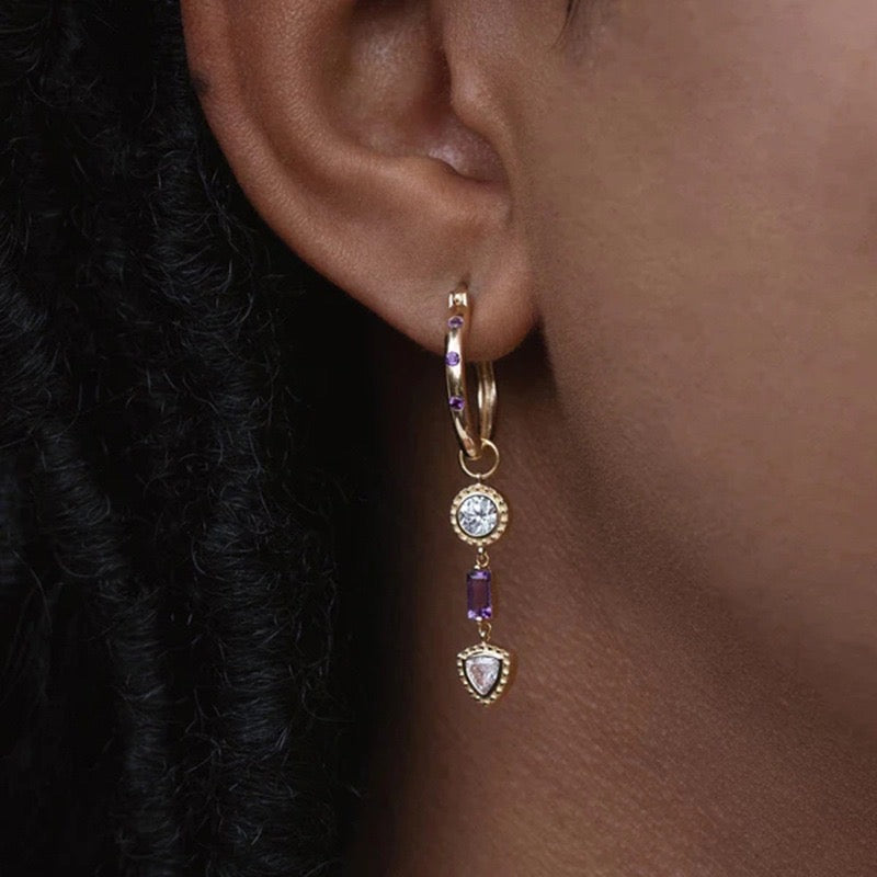 Lavender Crystal Hoop Earrings