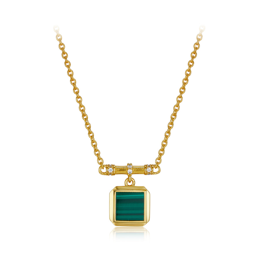 Chic Gold Vermeil Necklace with Malachite / Lapis Lazuli Pendant