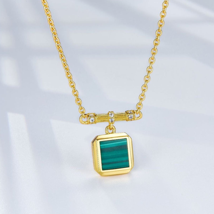 Chic Gold Vermeil Necklace with Malachite / Lapis Lazuli Pendant