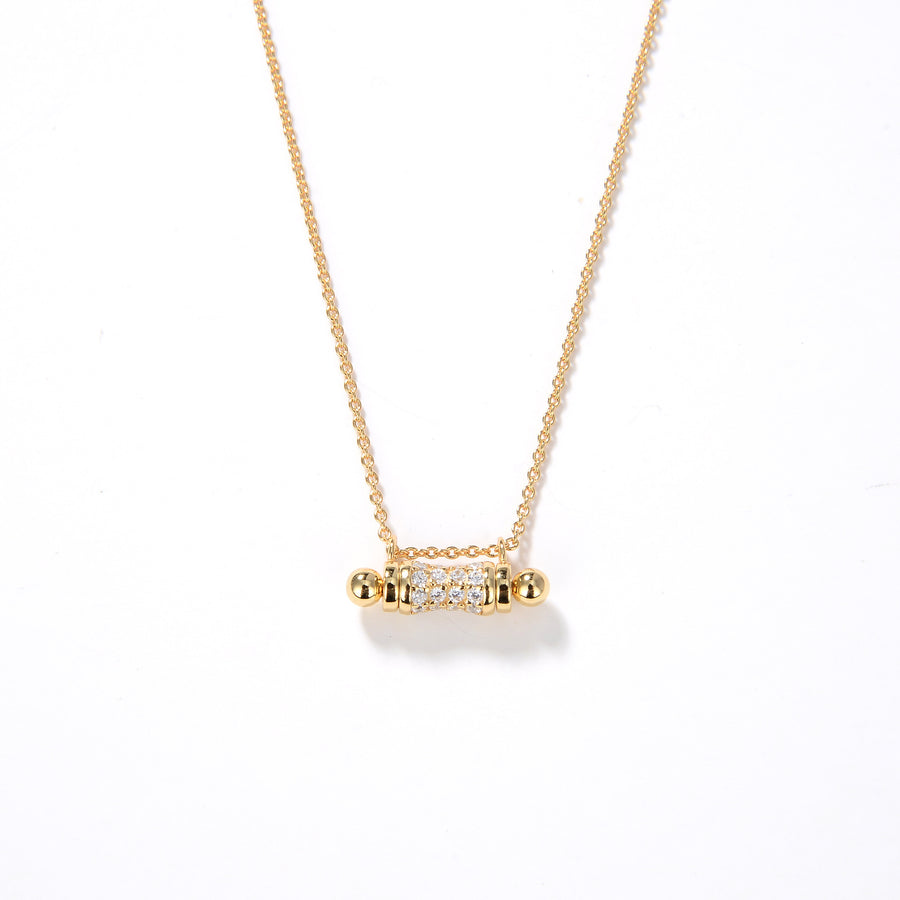 Chic Gold Vermeil Necklace with Paved Crystal Scroll Pendant