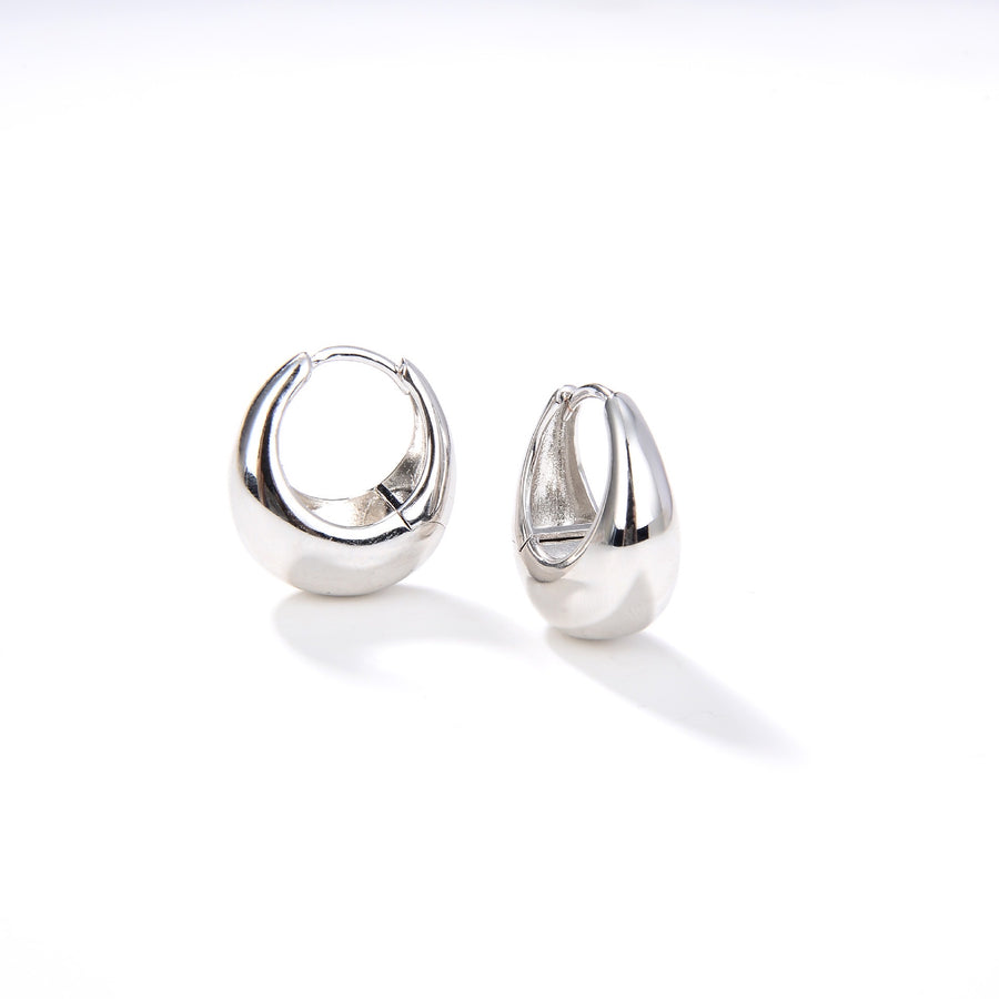 Minimalist Chunky Oval Shape Hoop Earrings