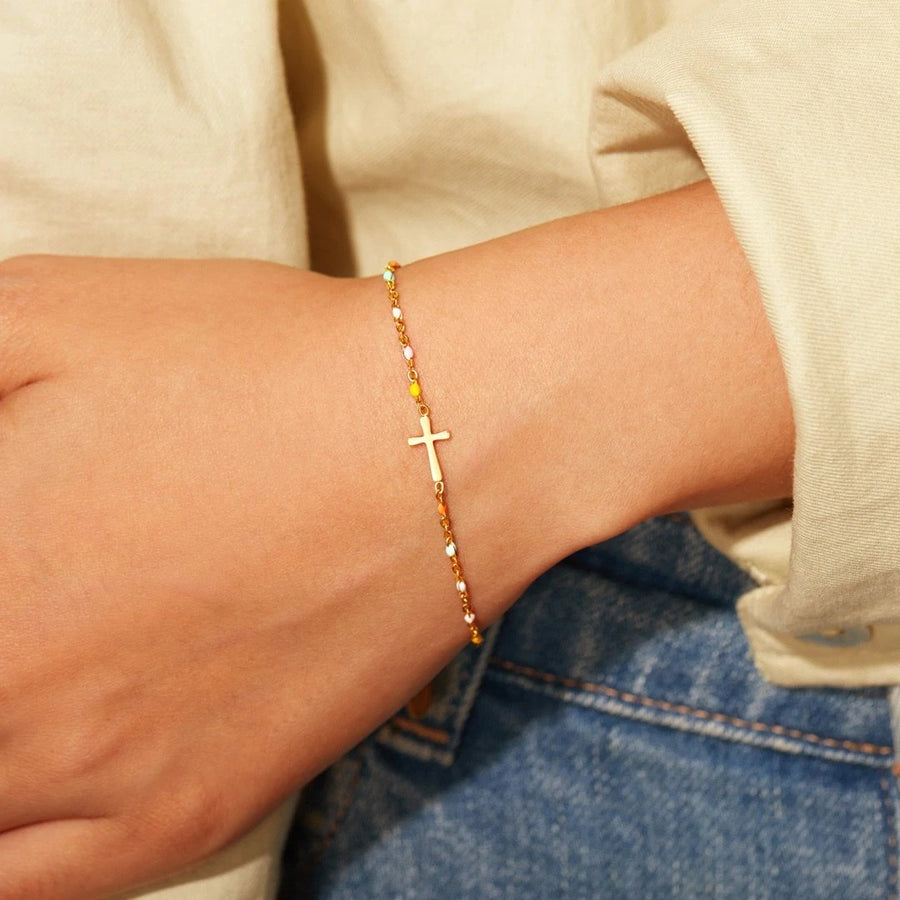 Stylish Coloured Cross Bracelet