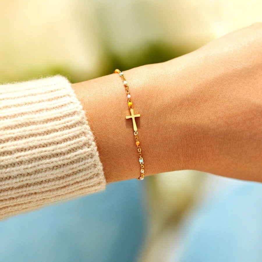 Stylish Coloured Cross Bracelet