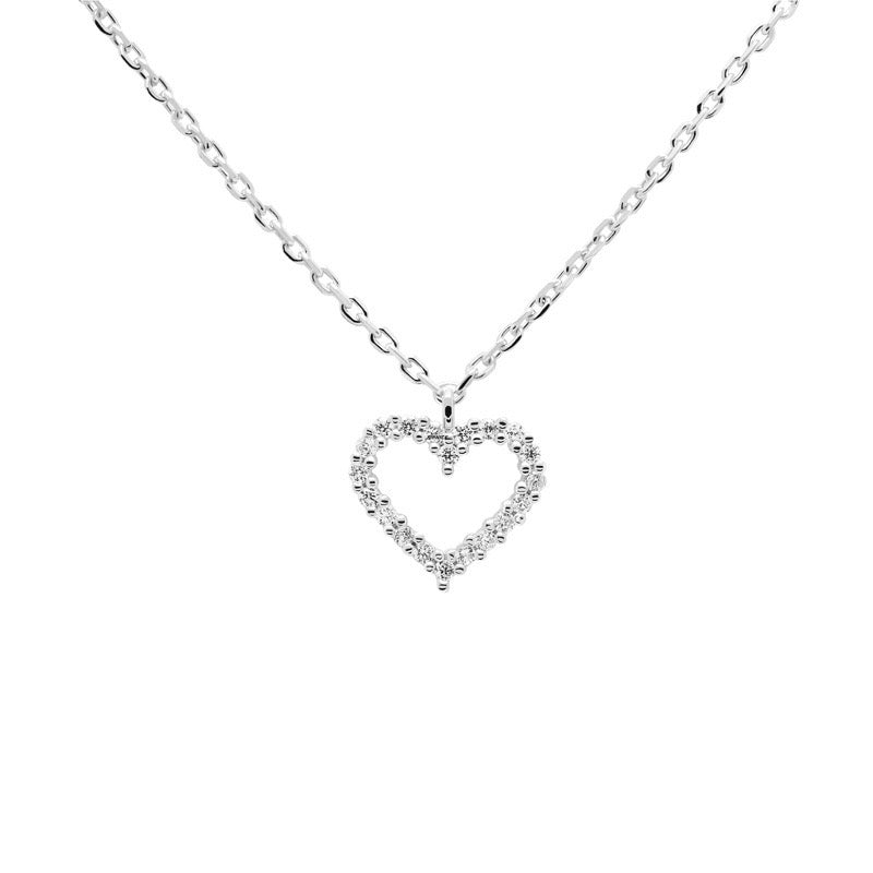 Cute Heart Crystal Paved Necklace