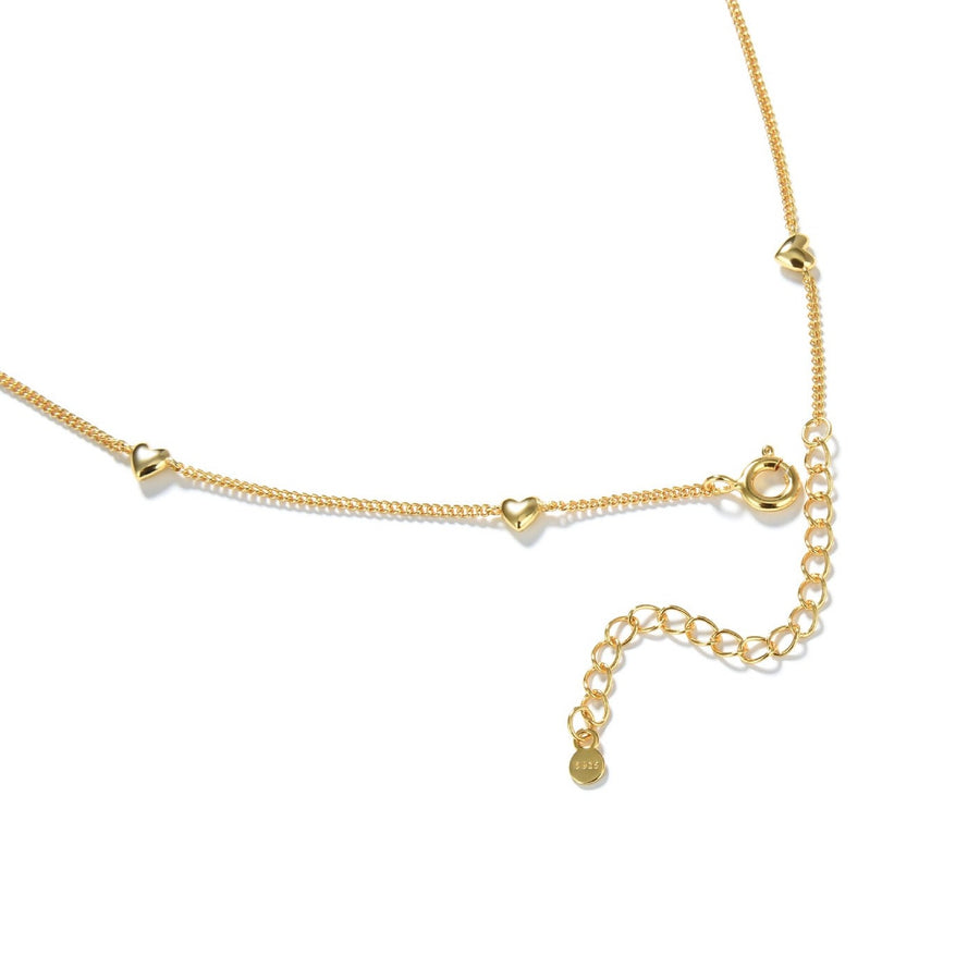 Romantic Heart Choker Necklace in Gold Vermeil