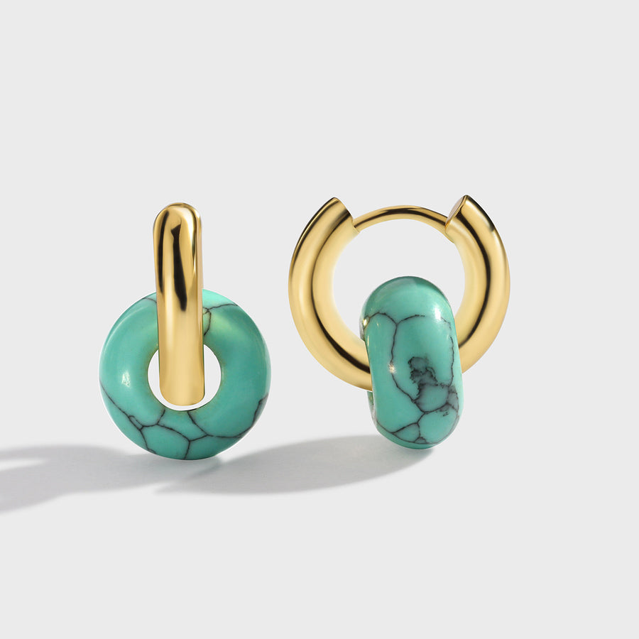 Hoop Earrings with Charms in Turquoise