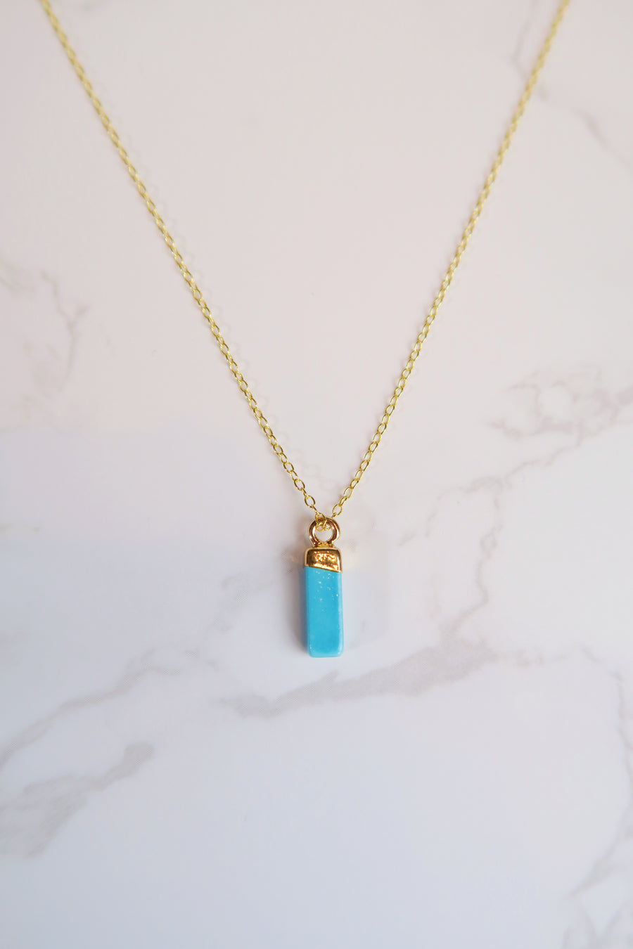 Minimalist Stone Pendant Necklace in Malachite and Turquoise