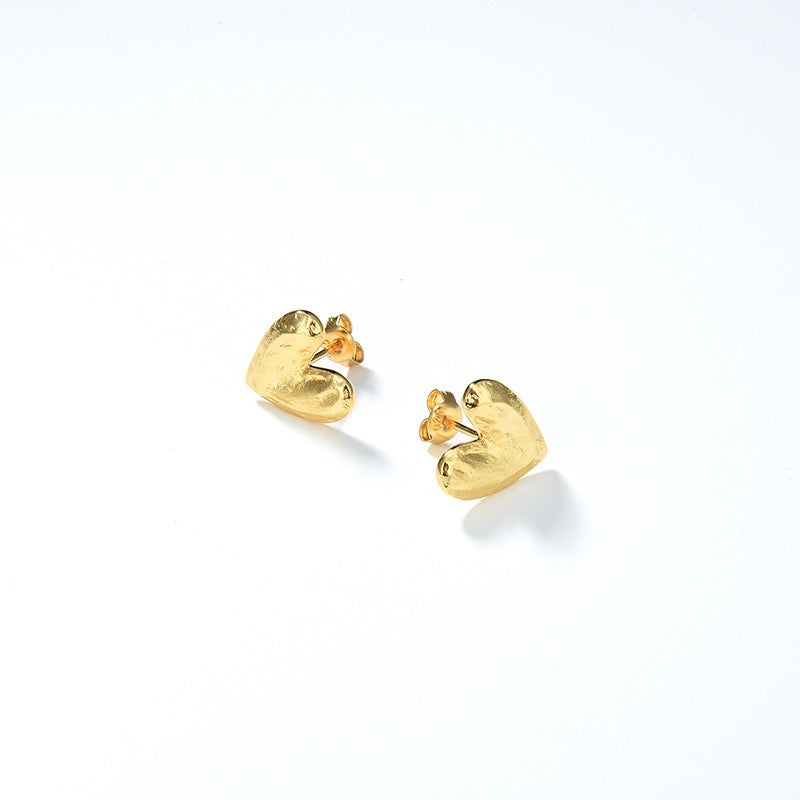 Boucles d'Oreilles Coeur Splendide en Vermeil