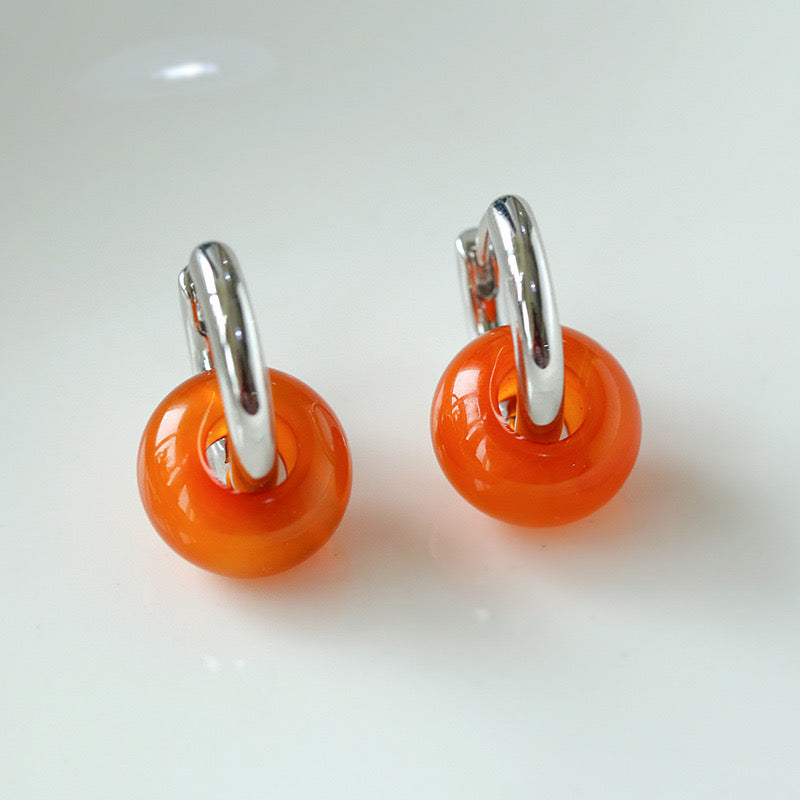 Hoop Earrings with Charms in Carnelian